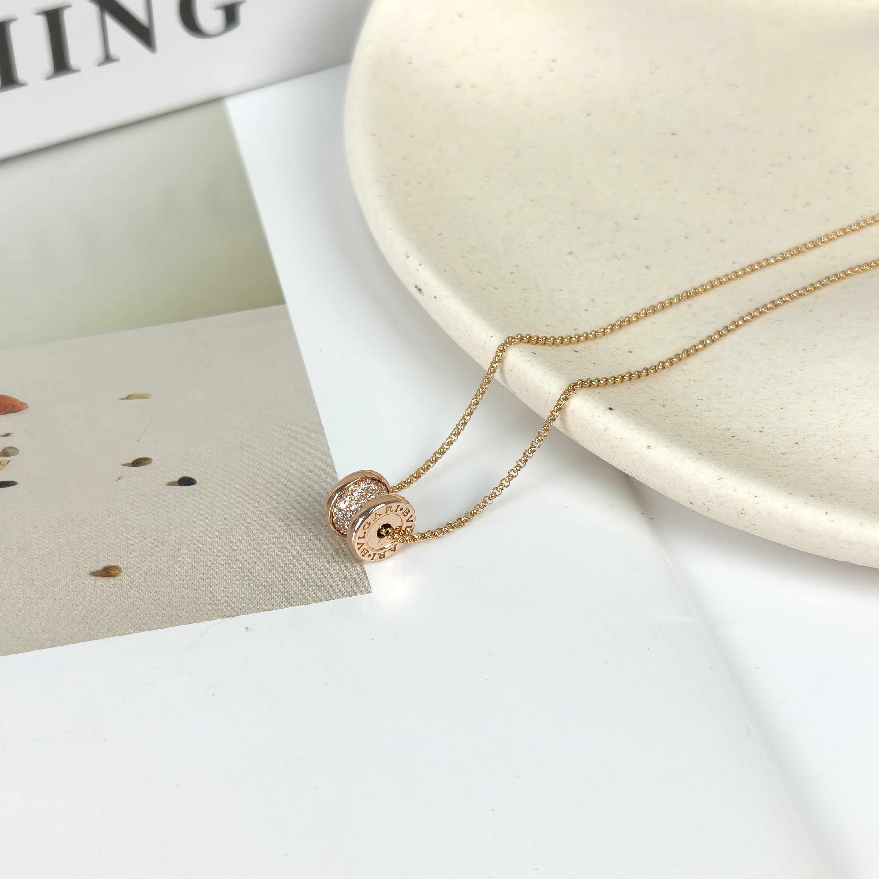 Bvlgari Necklace B.ZERO1Collection Pavé Diamond Rose Gold 18KR ose Gold42cm One Size — cover view 6 of 10
