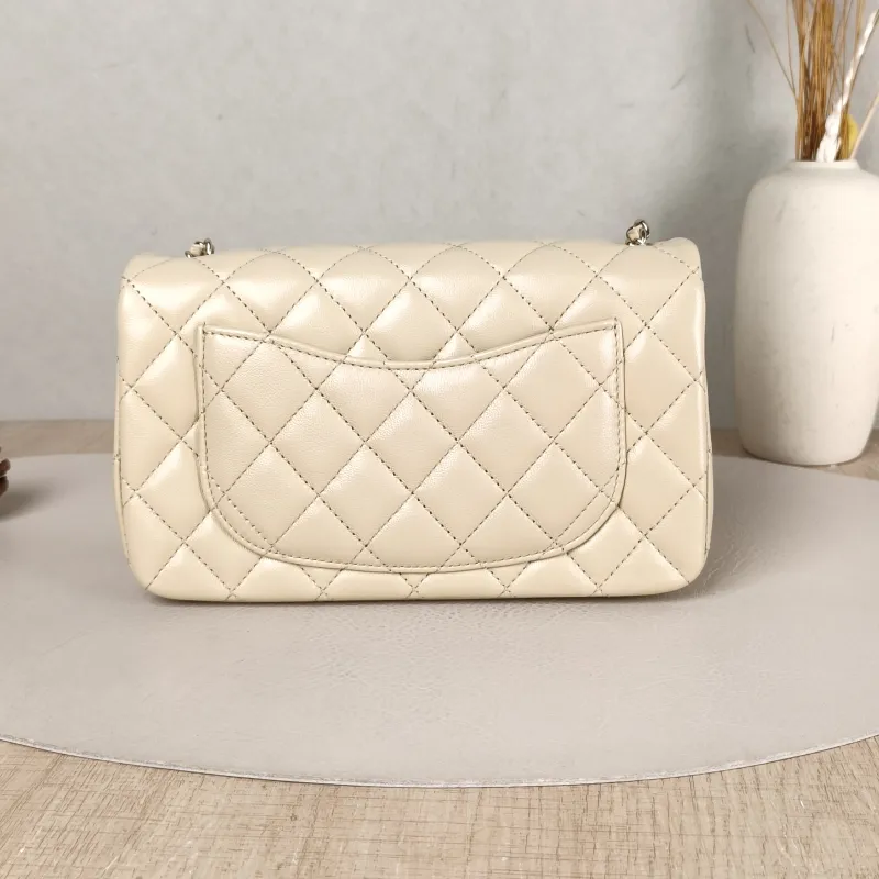 Chanel Crossbody Bag Classic Flap Large Mini CF Mini Beige Lambskin mini 20 × 6 × 12 cm — cover view 3 of 6