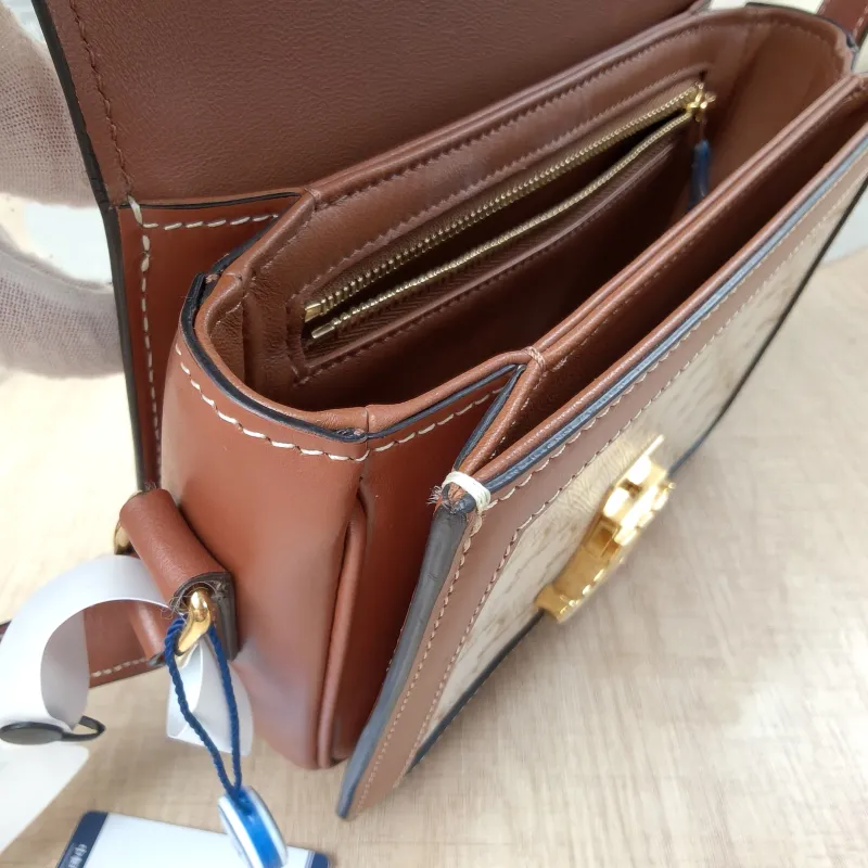 CELINE Crossbody Bag Teen Triomphe White PVC Small18.5 × 6 × 14 cm — detail view 2 of 16