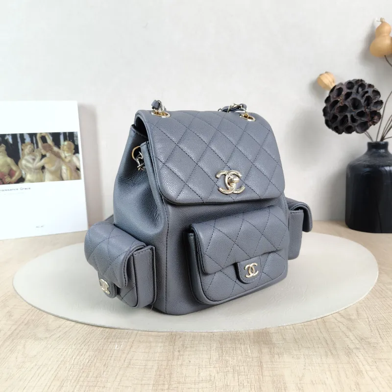 Chanel Backpackduma Grey Grained Calfskin Large21 × 13 × 23 cm — cover view 3 of 5
