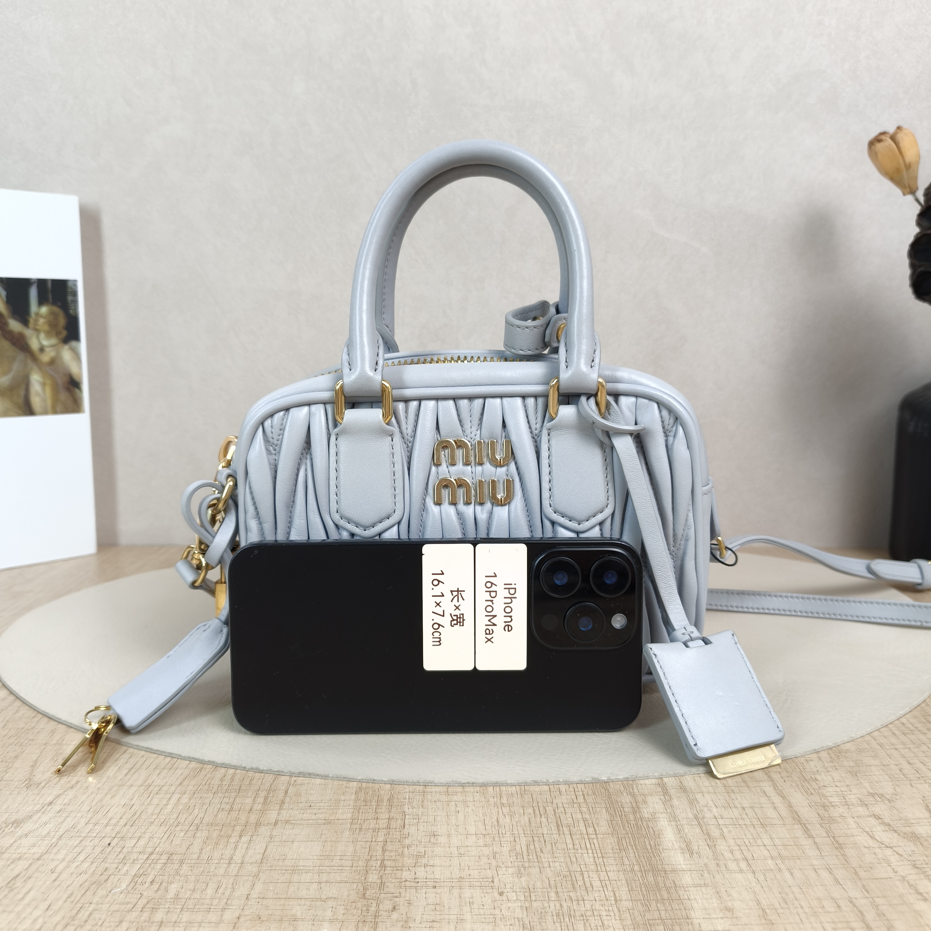 Miumiu Top Handle Bag Arcadie MatelasséCollection Edition Grey Lambskin Small19 × 6 × 13 cm — cover view 2 of 5
