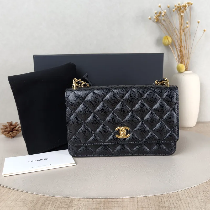 Chanel Crossbody Bag 24s woc Black Grained Calfskin Mini 19.2 × 3.5 × 12.3 cm — cover view 5 of 6