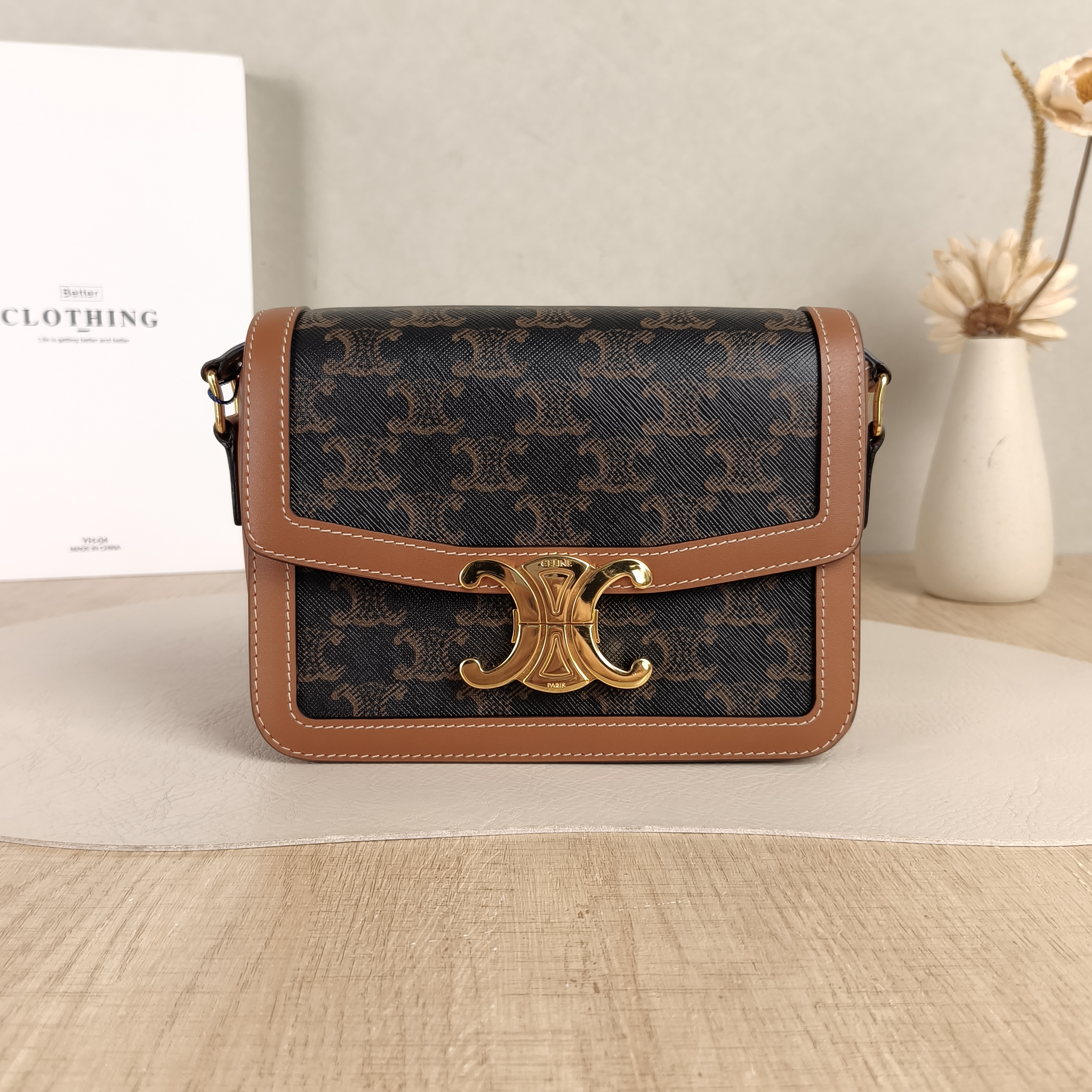 CELINE Crossbody Bag Teen Triomphe Monogram PVC Small18.5 × 7 × 13.5 cm