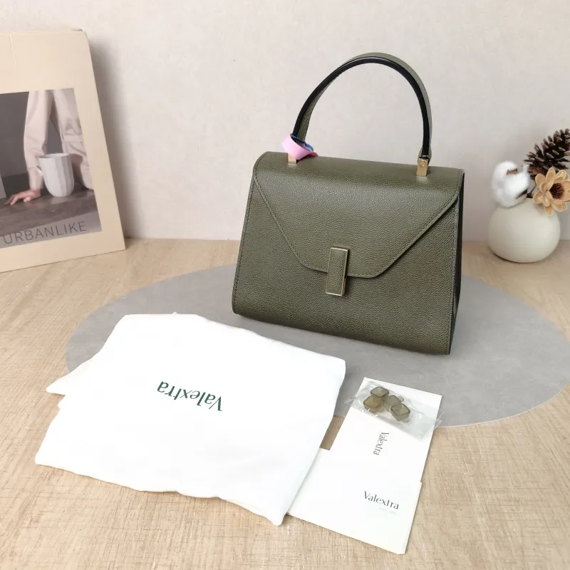 Valextra Crossbody Bag lside Top Handle Crossbody Bag Green Calfskin Small 22 × 12 × 16 cm — cover view 6 of 6