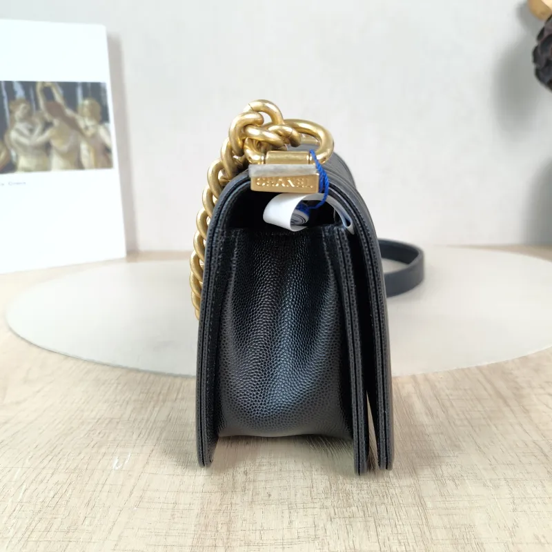 Chanel Crossbody Bag Le Boy​ Black Grained Calfskin Small 20.5 × 8.5 × 12 cm — detail view 8 of 11