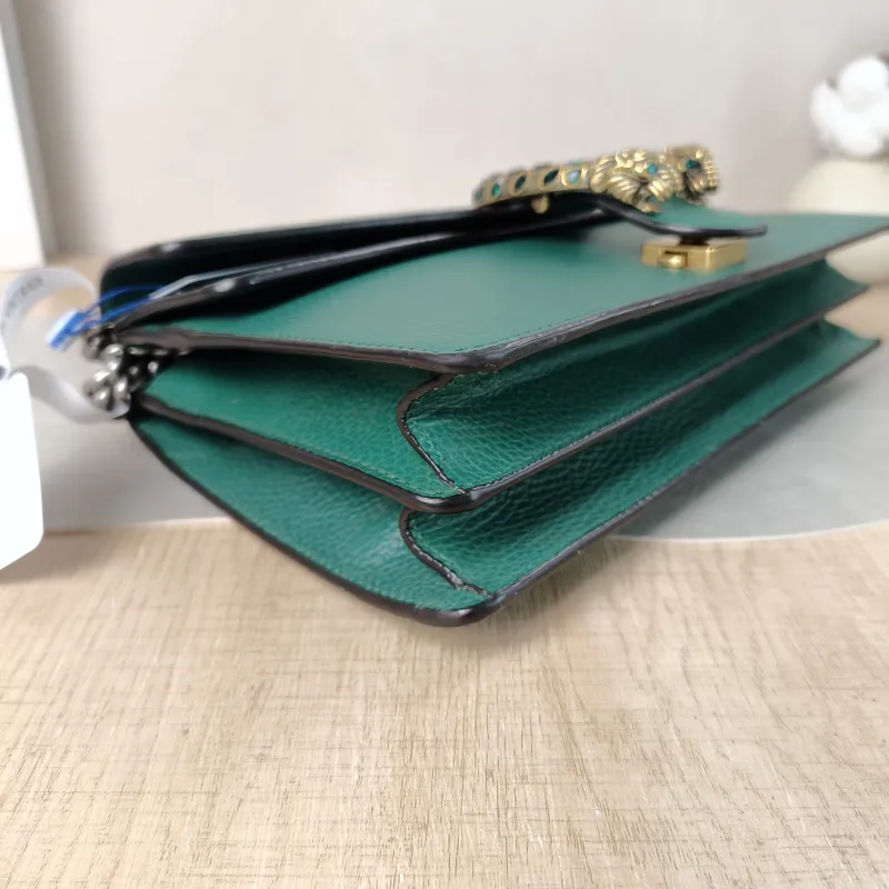 GUCCI Crossbody Bag Dionysus Green Calfskin Medium 28 × 9 × 17 cm — detail view 11 of 11