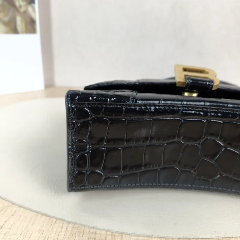 BALENCIAGA Crossbody Bag Hourglass Hourglass Bag Black CC alfskin Mini 19 × 8 × 13 cm — detail view 12 of 13