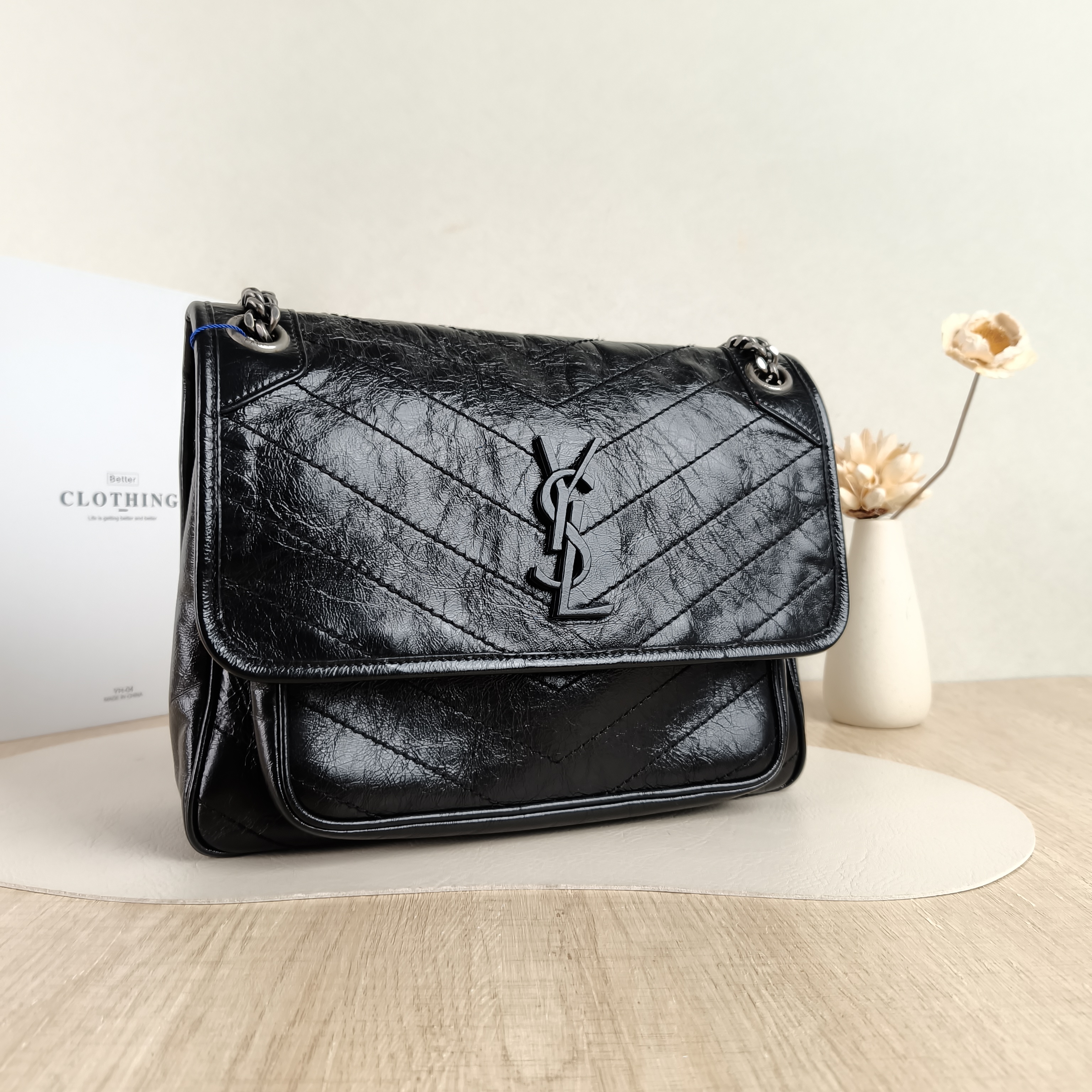 SAINT LAURENT Crossbody Bag Niki D Waxed Leather Calfskin Medium28 × 8.5 × 20 cm — cover view 3 of 5