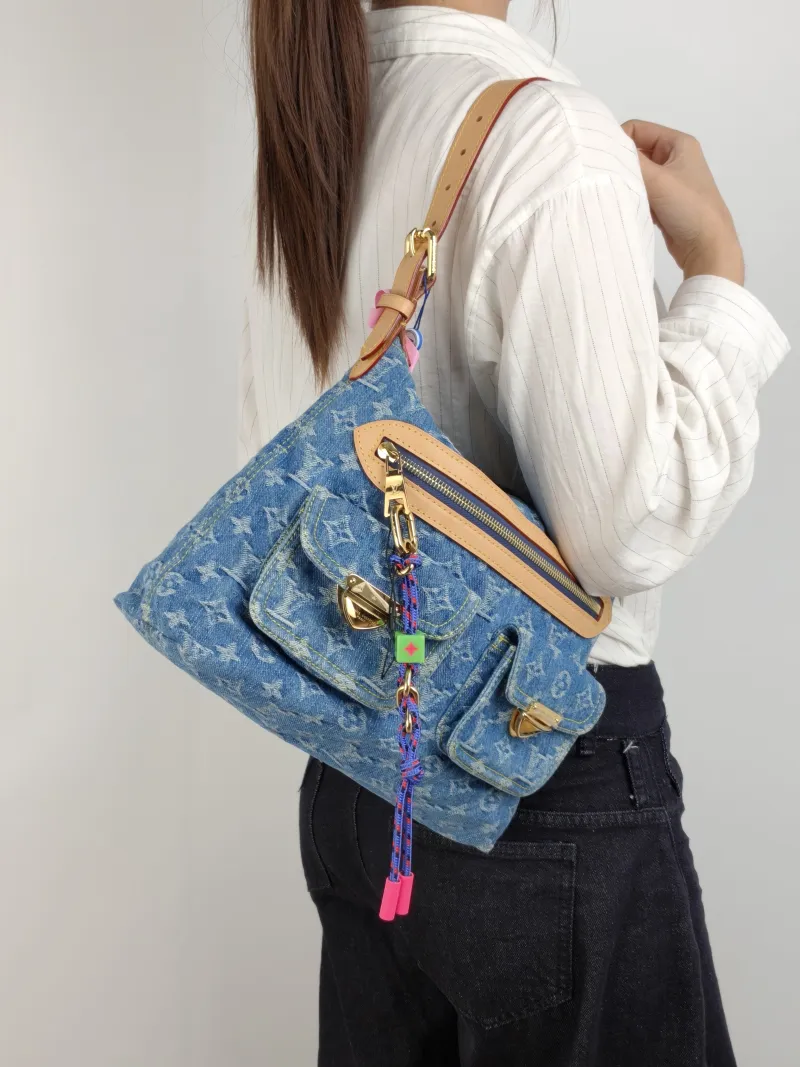 Louis Vuitton Shoulder Bag Baggy hobo Shoulder Bag Blue One Size 30 × 13 × 22 cm — on-model view 1 of 2