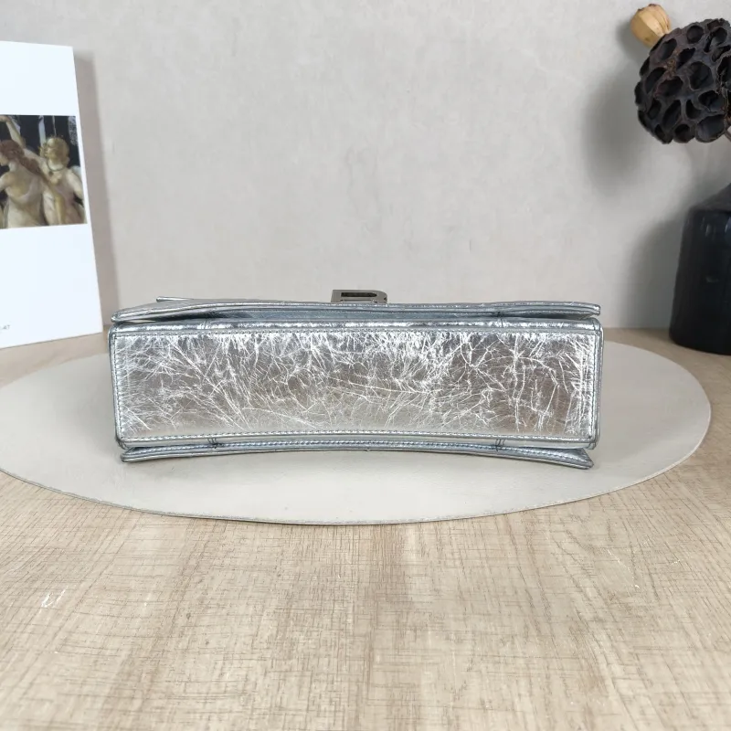 BALENCIAGA Shoulder Bag CRUSH Chain Bag Silver Calfskin Small 25 × 8 × 15 cm — cover view 4 of 5