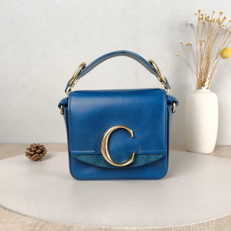 Chloé Crossbody Bag Top Handle Crossbody Bag Blue Calfskin One Size 16 × 5 × 14 cm