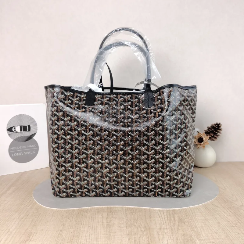 GOYARD Shoulder Bag SAINT LOUIS Shopping Tote Black ine Canvas Small 34 × 15 × 28 cm
