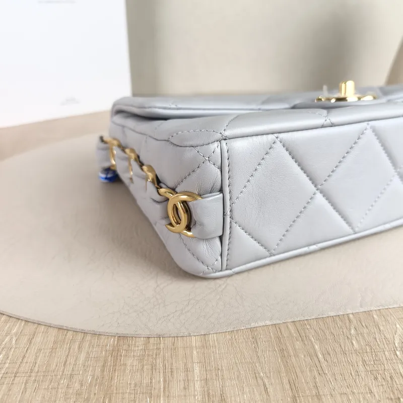 Chanel Crossbody Bag cf Collection Crossbody Bag Blue Lambskin 24.5 × 8 × 16 cm — detail view 7 of 13