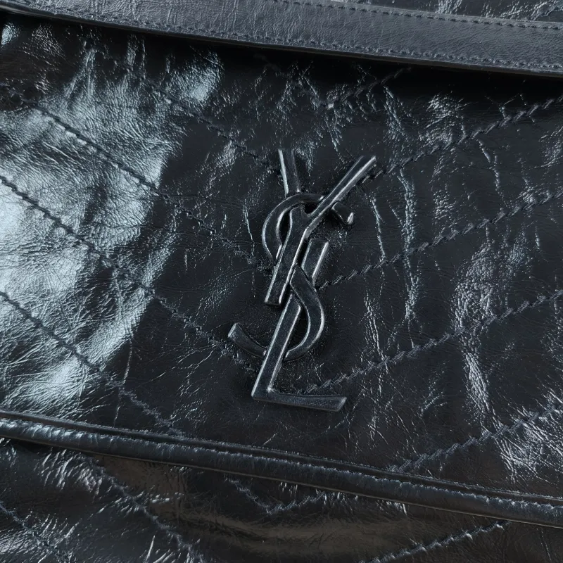 SAINT LAURENT Crossbody Bag Niki Black Waxed Leather Calfskin Medium28 × 8.5 × 20 cm — detail view 11 of 13