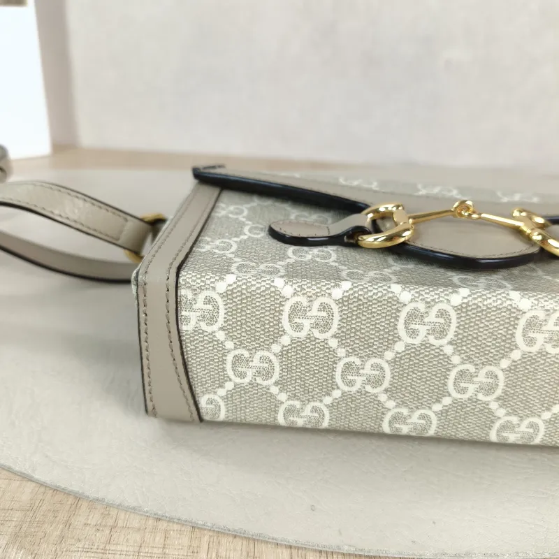 GUCCI Crossbody Bag Horsebit 1955Collection Mini Box Bag White Monogram PVC Mini 18 × 5 × 12 cm — detail view 6 of 11