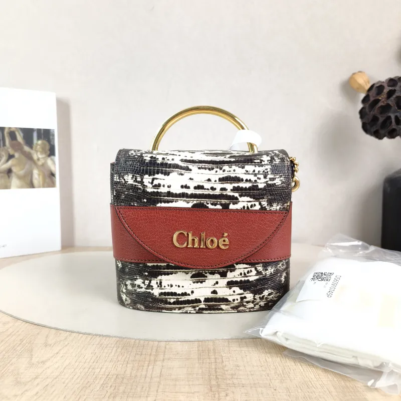 Chloé Shoulder Bag Aby Lock Shoulder Bag Colorblock Embossed Calfskin One Size 17 × 6.5 × 15.5 cm — cover view 4 of 6