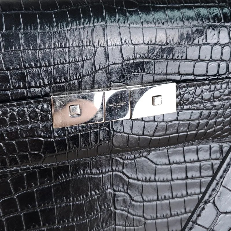SAINT LAURENT Shoulder Bag MANHATTAN Black Embossed Calfskin Medium 29 × 7.5 × 20 cm — detail view 4 of 10