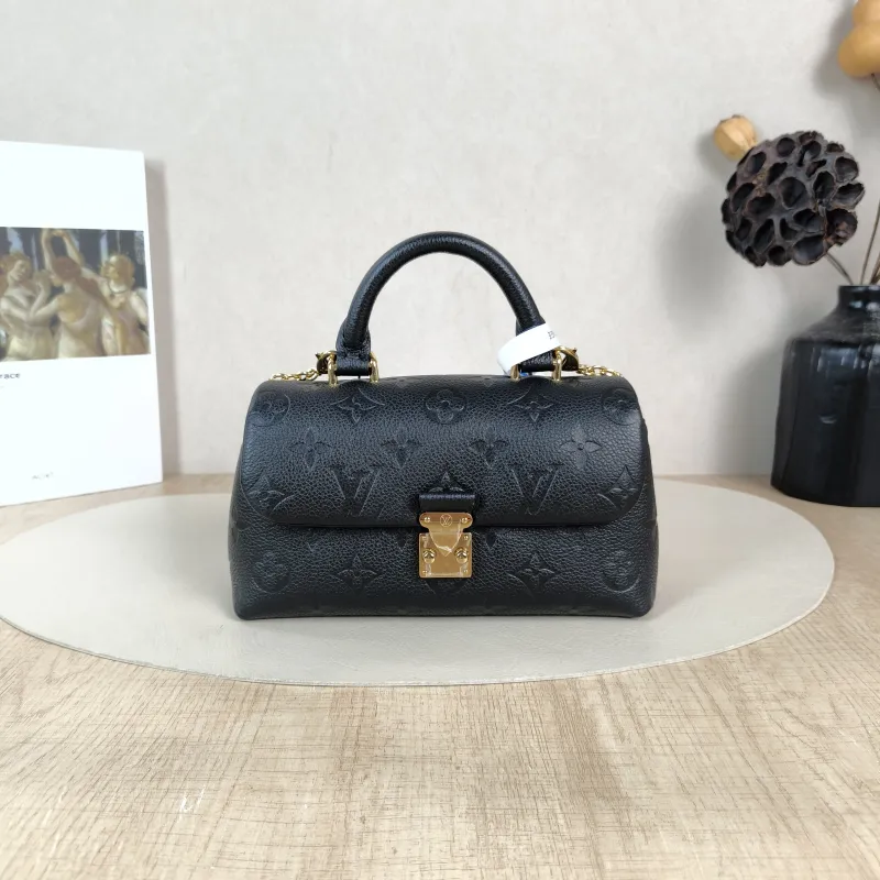 Louis Vuitton Crossbody Bag MADELEINE Black Monogram Empreinte Embossed Calfskin nano 21 × 6 × 12.5 cm