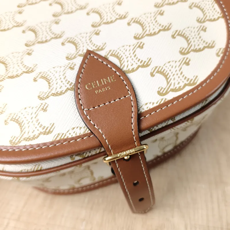 CELINE Crossbody Bag FOLCO White PVC Medium 18.5 × 8 × 17 cm — detail view 10 of 13