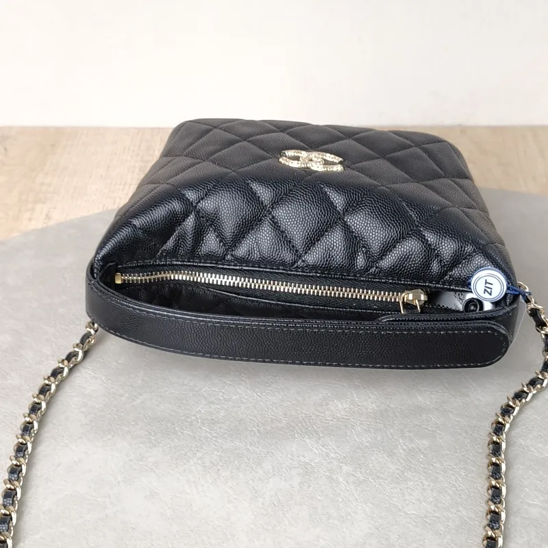 Chanel Crossbody Bag Gold-Tone Hardware Black Grained Calfskin 15.5 × 6 × 12.5 cm — detail view 1 of 12