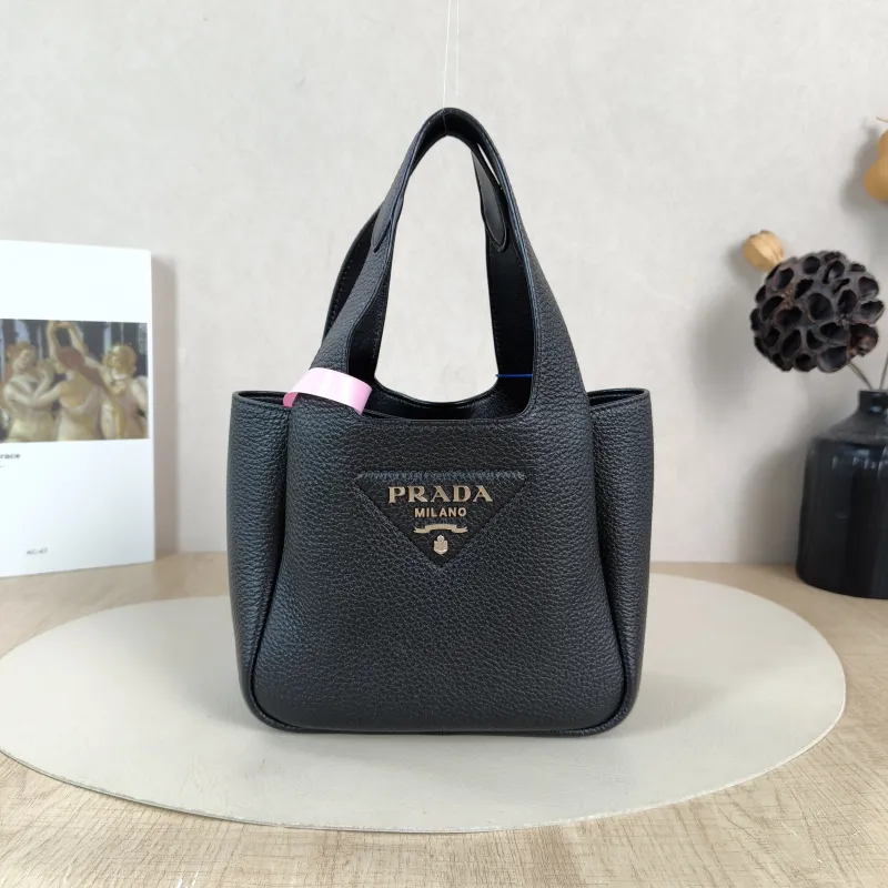 PRADA Shoulder Bag Black Calfskin Mini 18 × 9 × 16 cm