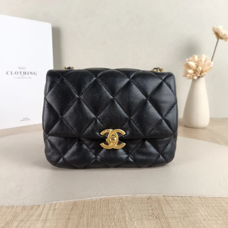Chanel Crossbody Bag Crossbody Bag Black with Gold-Tone Hardware Lambskin One Size 18 × 5 × 15 cm