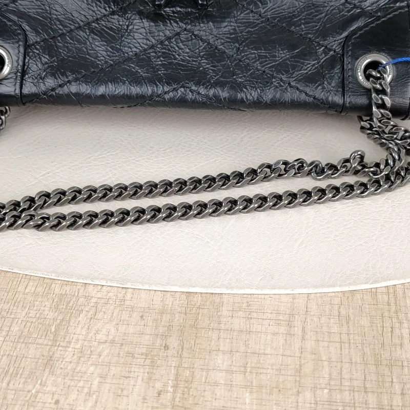SAINT LAURENT Crossbody Bag Niki Black Waxed Leather Calfskin Small 21 × 7.5 × 16 cm — detail view 6 of 13