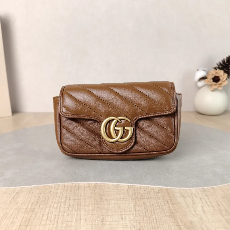 GUCCI Crossbody Bag GG Marmont Mini Marmont Mini Caramel Calfskin Mini 16.5 × 4.5 × 9.5 cm