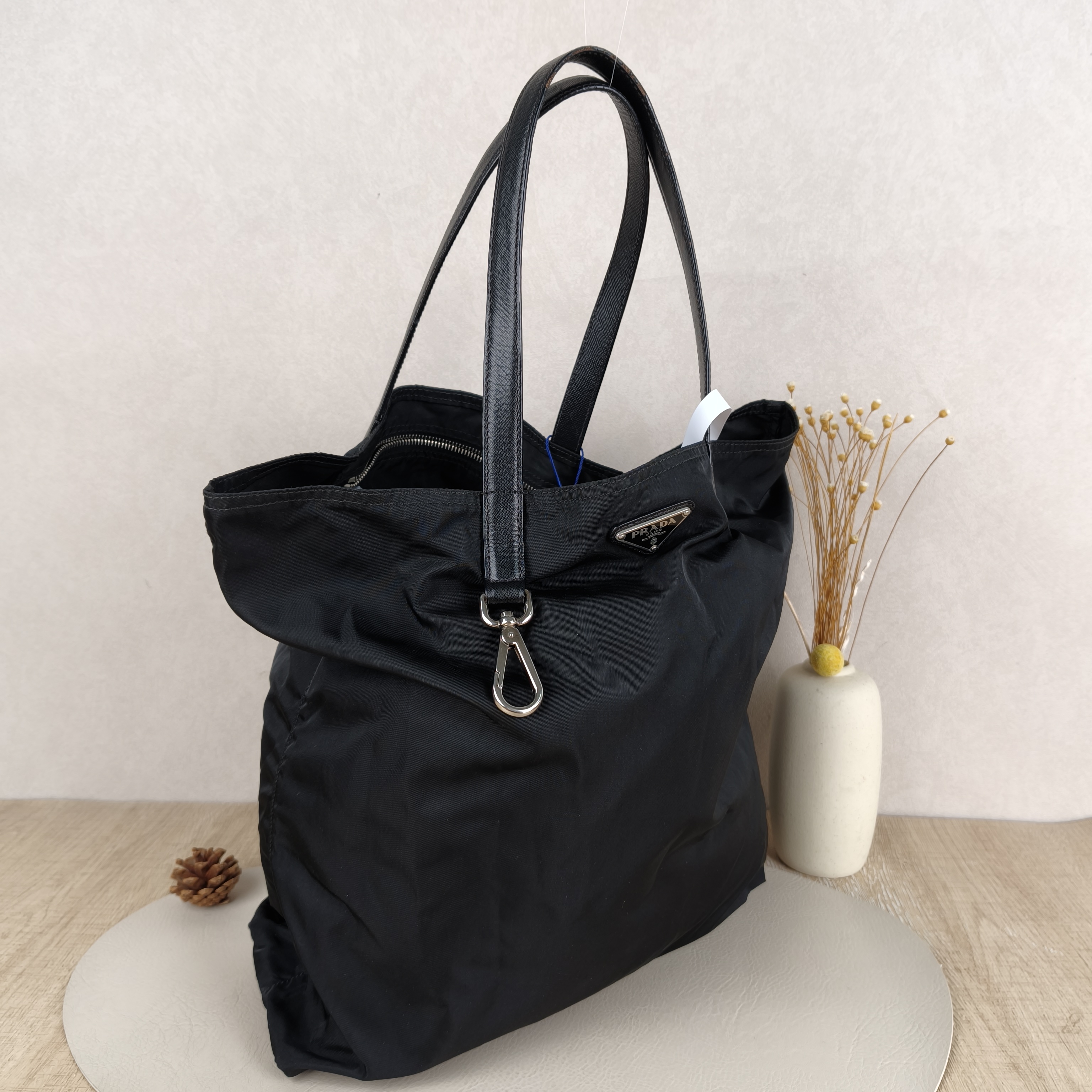 PRADA Top Handle Bag Tote Bag Black Nylon One Size33 × 9 × 36 cm — cover view 3 of 9