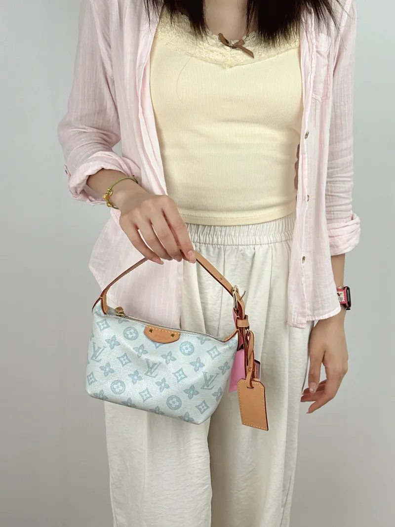 Louis Vuitton Shoulder Bag Pochette Hills Blue PVC One Size 18.5 × 6.5 × 11 cm — on-model view 1 of 2
