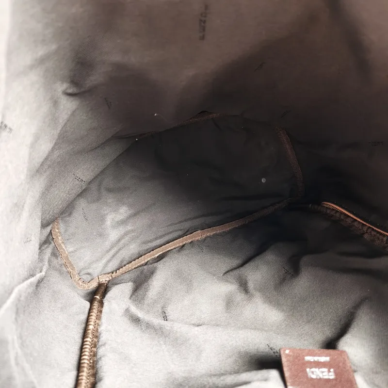 FENDI Backpack Backpack Grey Calfskin One Size 30 × 16 × 40 cm — detail view 9 of 12