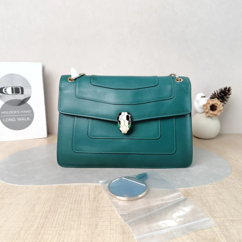Bvlgari Crossbody Bag Serpenti Forever Collection Crossbody Bag Green Calfskin Medium 28 × 7.5 × 19 cm — cover view 2 of 6