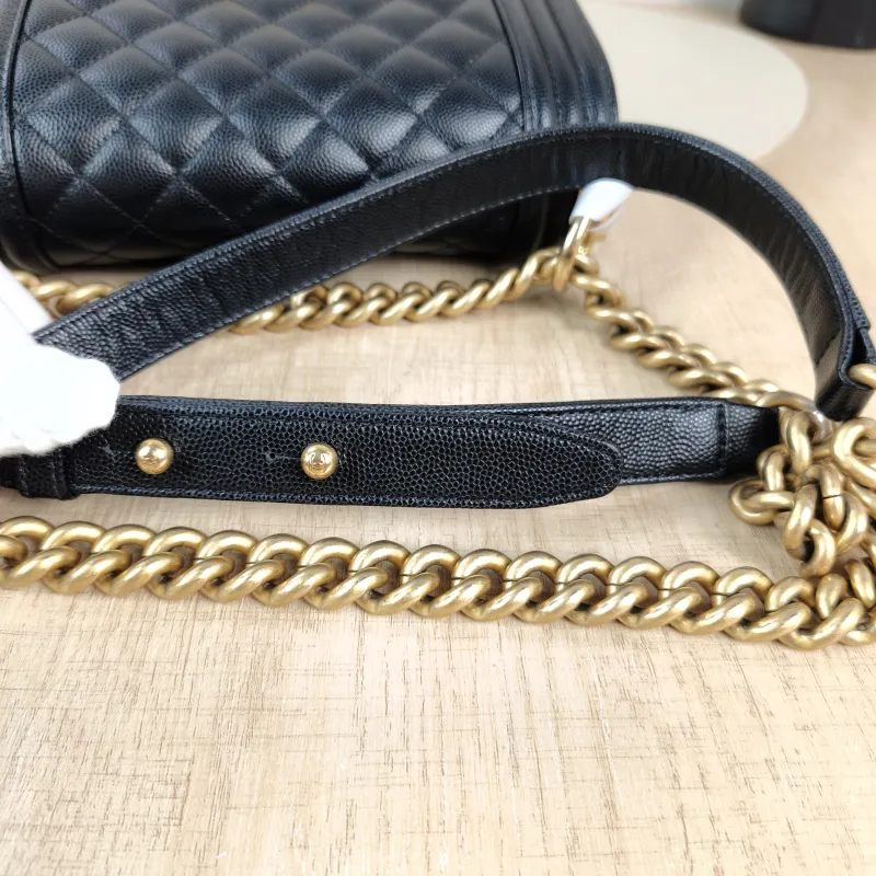 Chanel Crossbody Bag Le Boy​ Black Grained Calfskin Small 20.5 × 8.5 × 12 cm — detail view 5 of 12