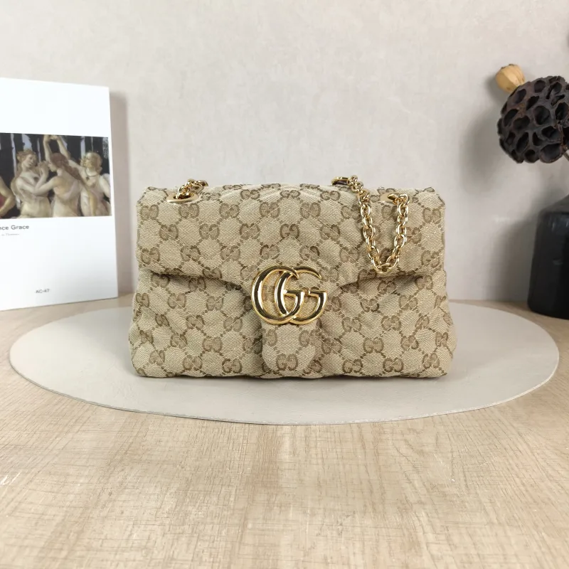 GUCCI Shoulder Bag GG Marmont Marmont Shoulder Bag Brown Monogram Canvas Small 23 × 9 × 17 cm