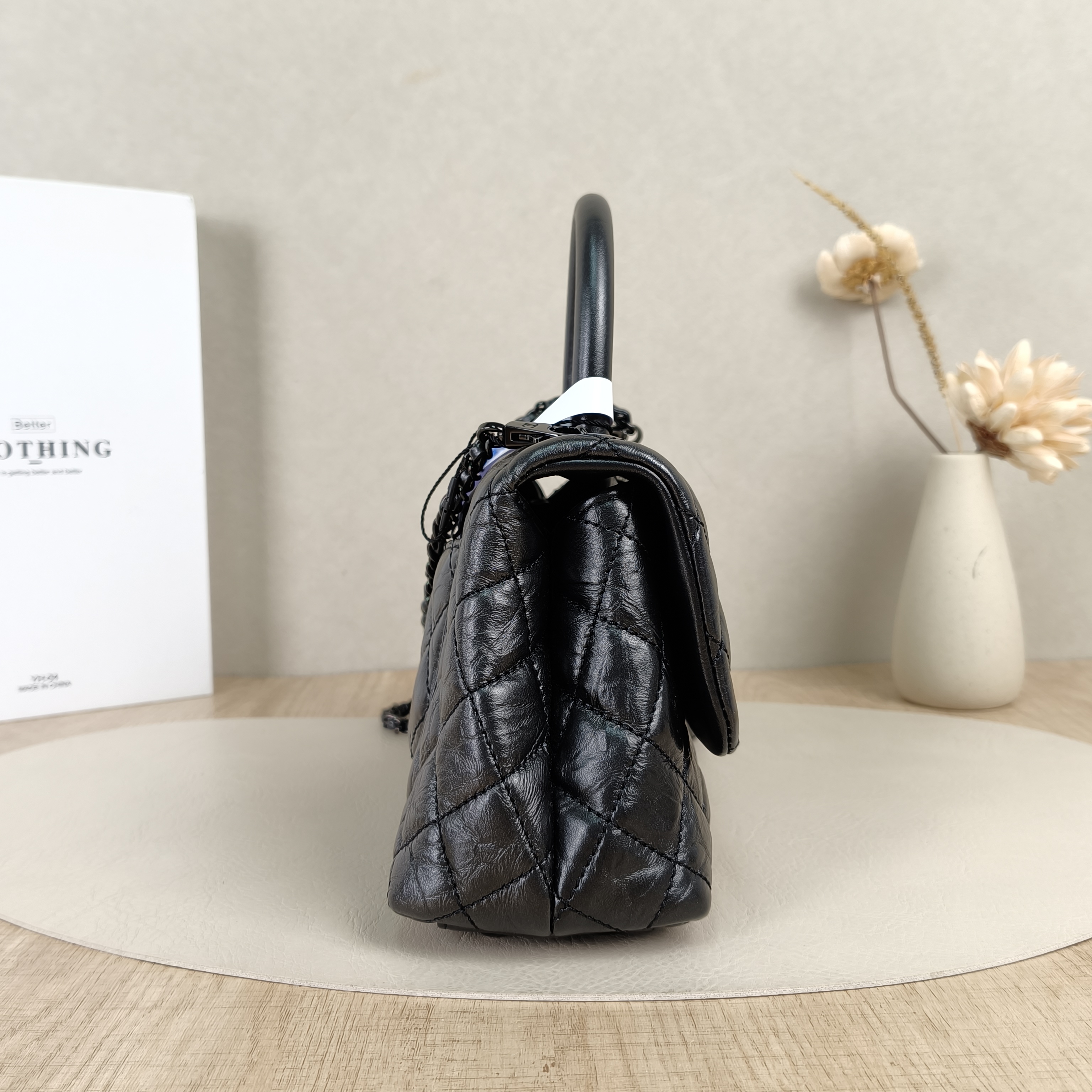 Chanel Top Handle Bag Coco Handle Grey Waxed Leather Calfskin Small24 × 10 × 14 cm — cover view 3 of 8