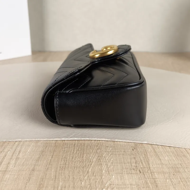 GUCCI Crossbody Bag GG Marmont Mini Marmont Mini Black Calfskin Mini 16.5 × 4.5 × 9.5 cm — detail view 2 of 8