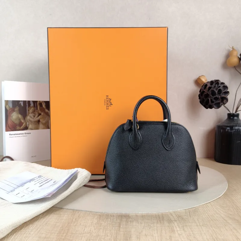Hermès Crossbody Bag Bolide 1923 Top Handle Bag Black Lambskin Mini 18 × 8 × 15 cm K — cover view 5 of 6