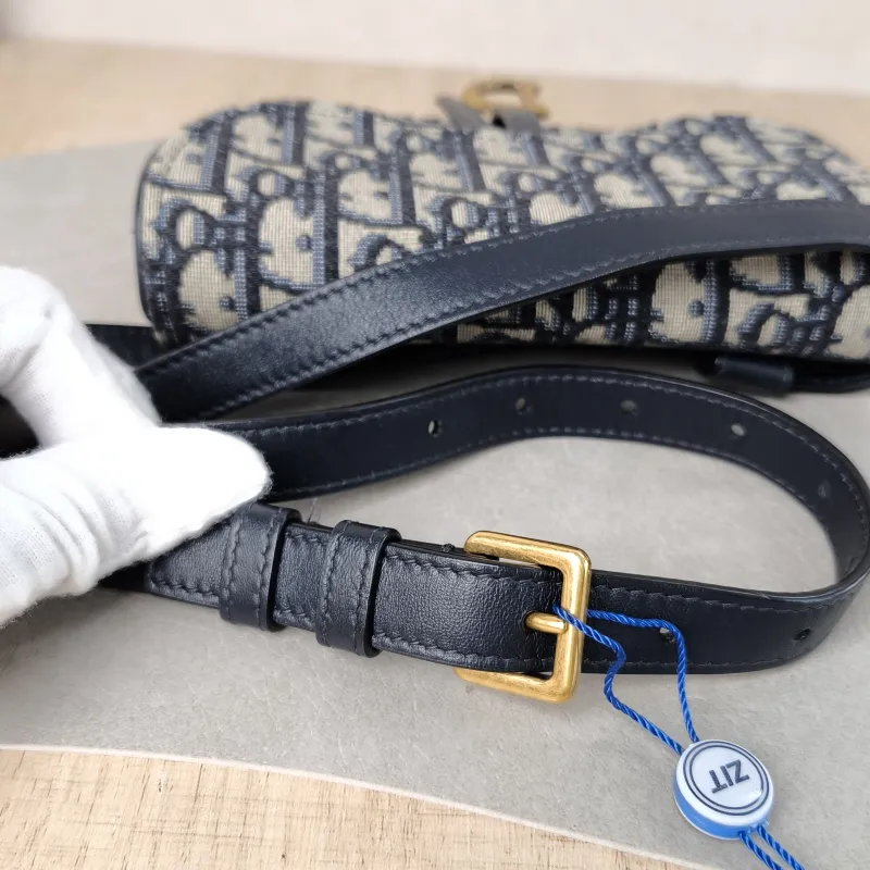 DIOR Belt Bag Saddle Belt Bag Blue Canvas One Size 17 × 3.5 × 10.5 cm — detail view 7 of 10