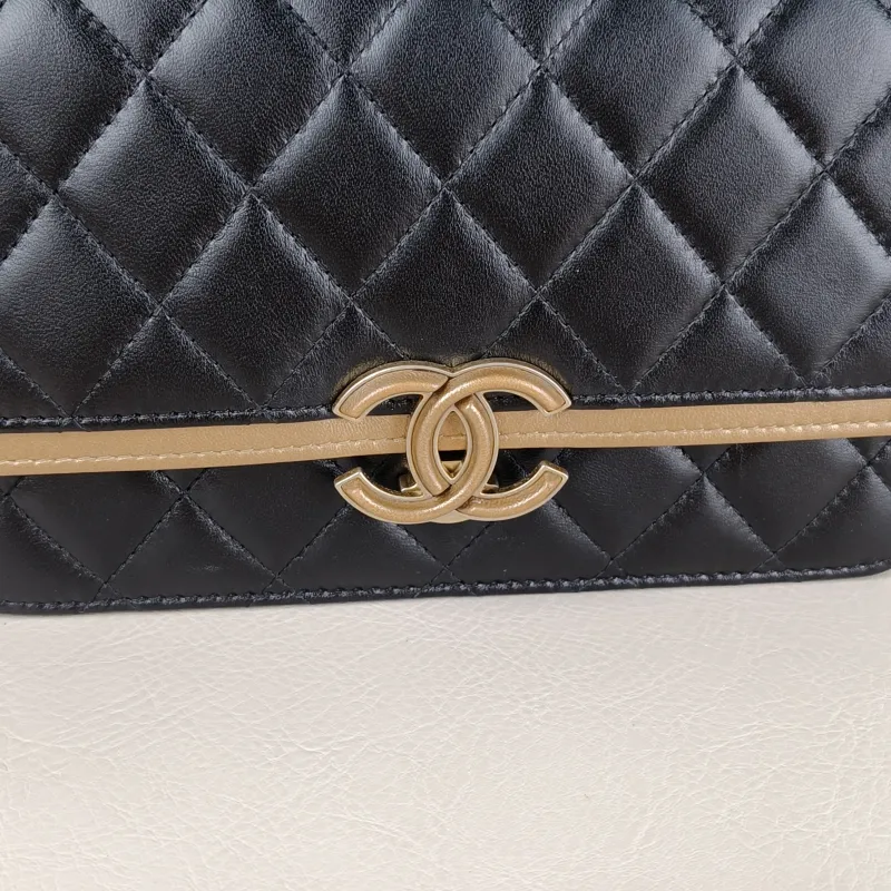 Chanel Crossbody Bag Classic Flap WOC CF WOCWOC Bag Black Lambskinmini19.2 × 3.5 × 12.3 cm — detail view 10 of 12