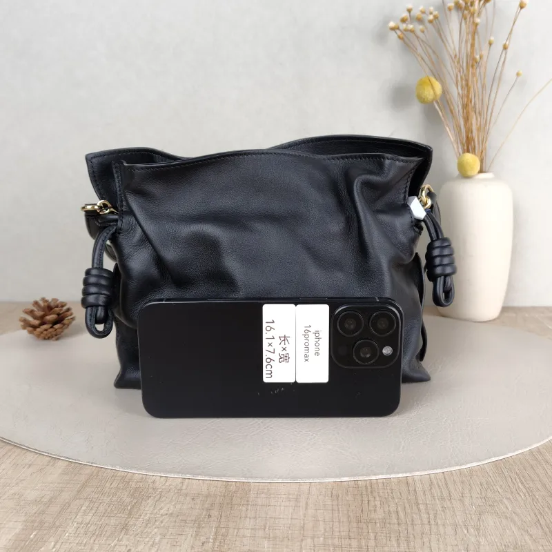 LOEWE Crossbody Bag Flamenco Black Calfskin Mini 24 × 9 × 18 cm — cover view 4 of 5