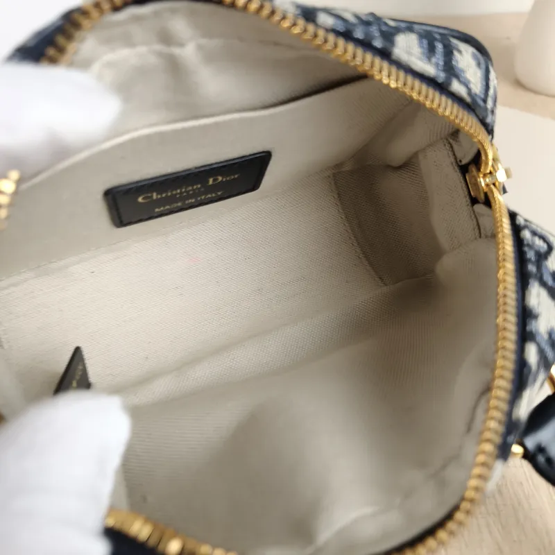 DIOR Crossbody Bag D-Vibe East-West Bowling Bag Blue Canvas Mini 20.5 × 7 × 12 cm — detail view 2 of 9