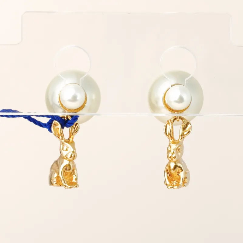 DIOR Earrings Pearl Gold Pearl One Size
