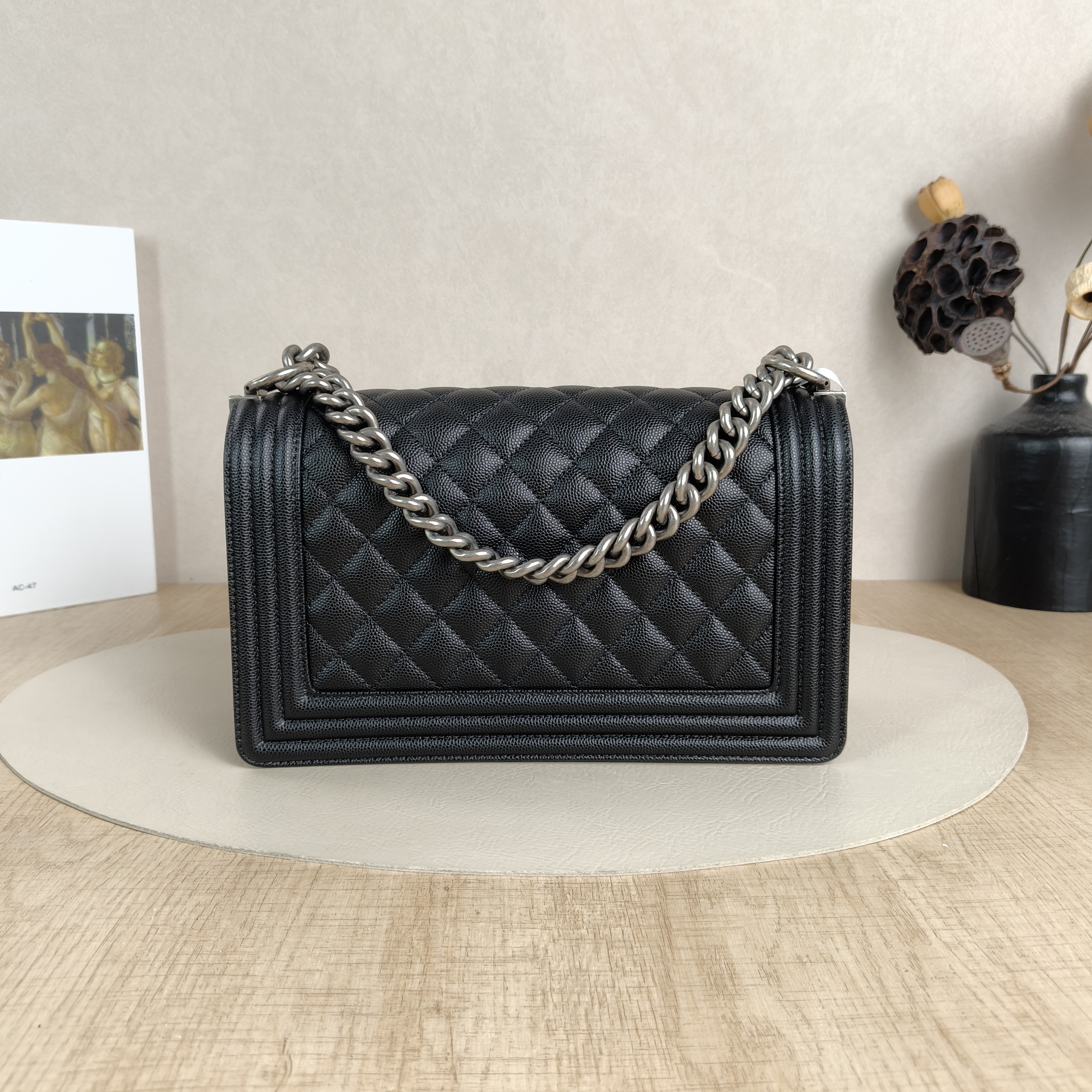 Chanel Crossbody Bag Le BoyBlack Grained Calfskin Medium25 × 9 × 15 cm — cover view 6 of 6