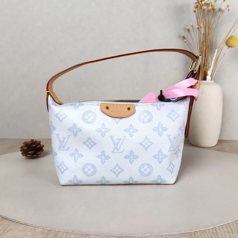 Louis Vuitton Shoulder Bag Pochette Hills Blue PVC One Size 18.5 × 6.5 × 11 cm