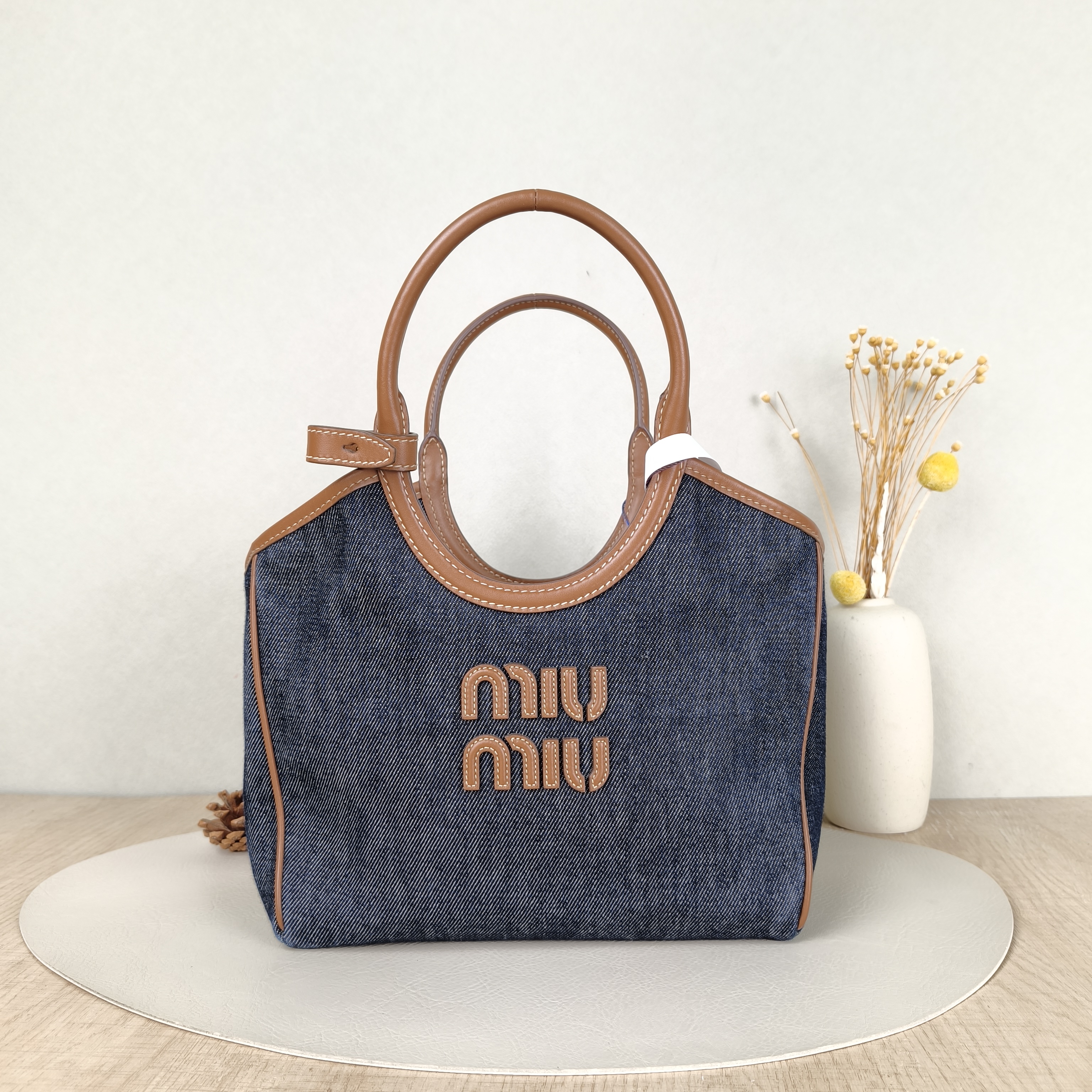 Miumiu Shoulder Bag IVY Tote Shopping Tote Blue Small22 × 12 × 23.5 cm