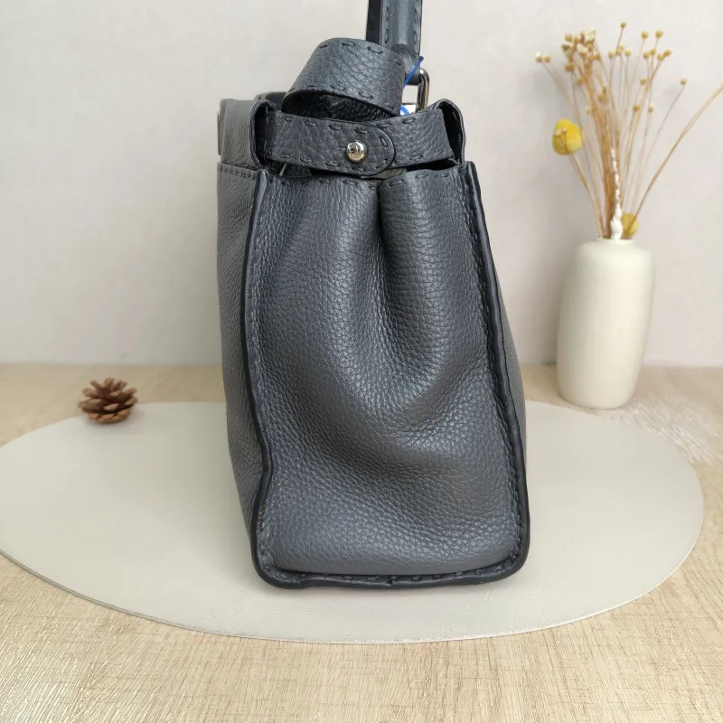 FENDI peekaboo Shoulder Bag Grey Calfskin · Shoulder Strap · 34 × 13 × 26 cm — cover view 6 of 8