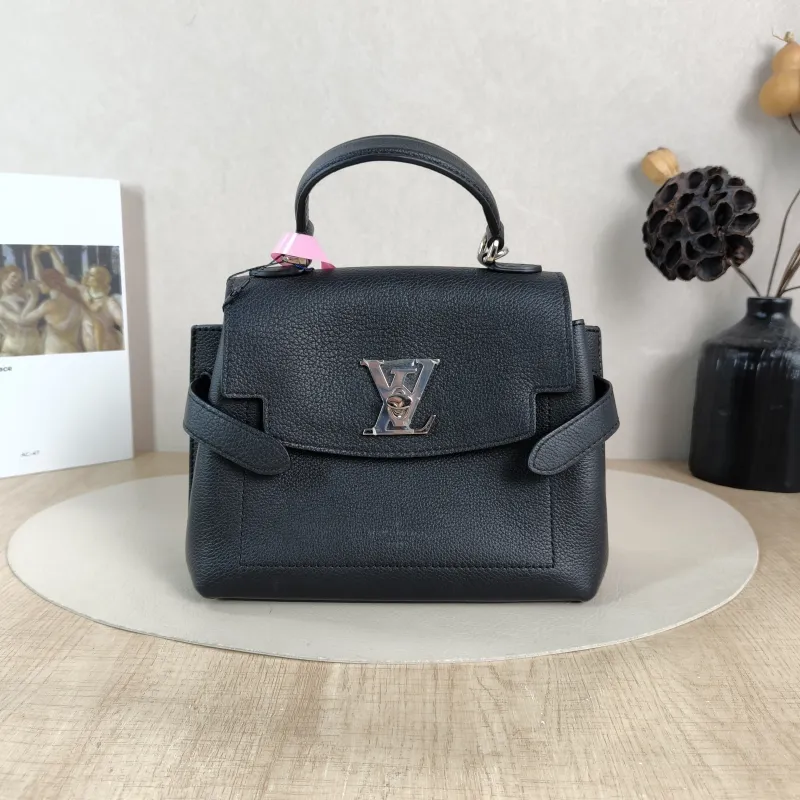 Louis Vuitton Crossbody Bag Lockme Ever Top Handle Bag Black Calfskin Mini 23 × 10 × 17 cm