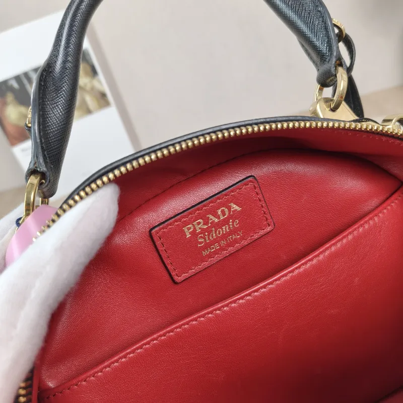 PRADA Shoulder Bag Black Calfskin One Size25 × 8 × 16 cm — detail view 7 of 13