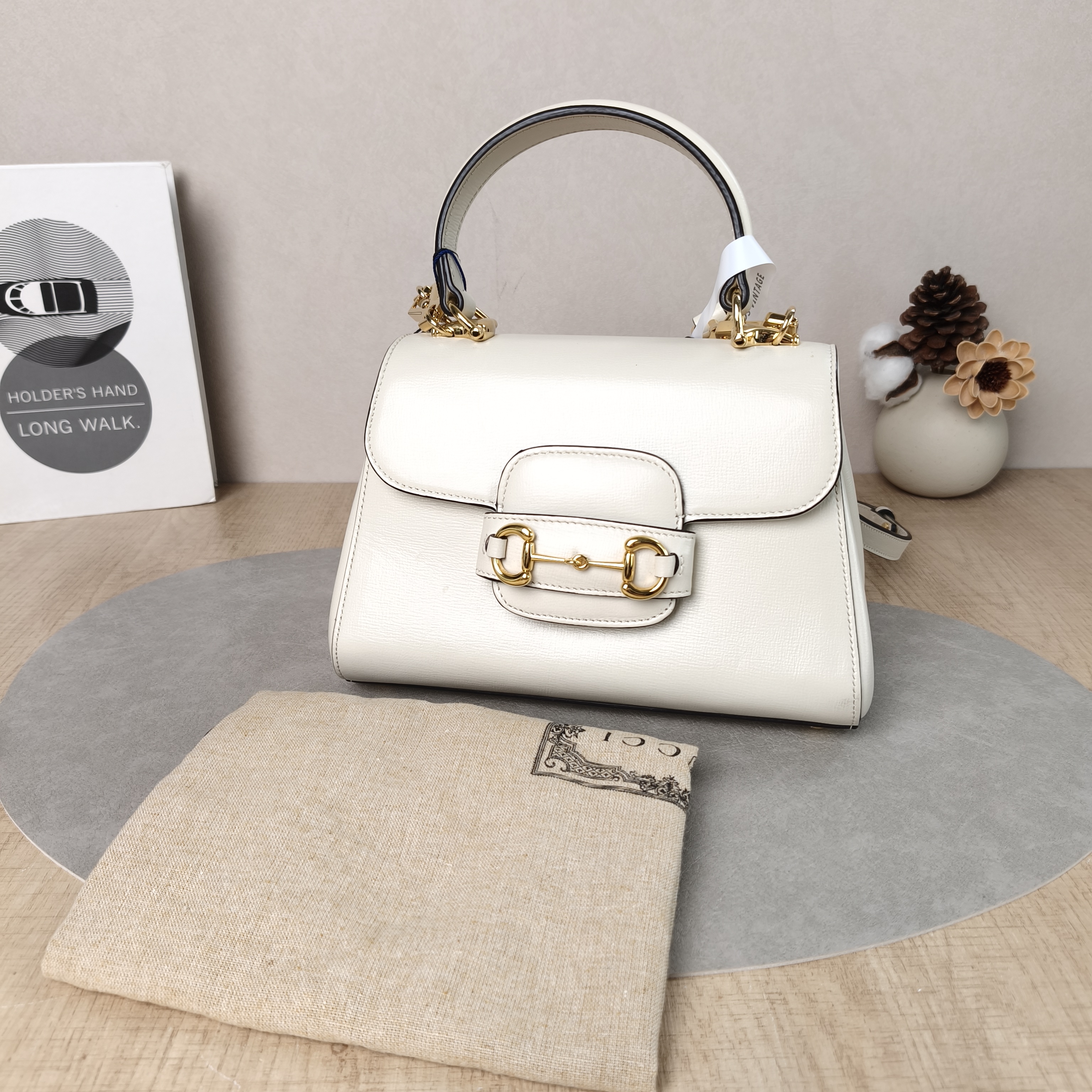 GUCCI Crossbody Bag Horsebit 1955Collection Top Handle Bag White Calfskin Small22 × 10.5 × 16 cm — cover view 4 of 6