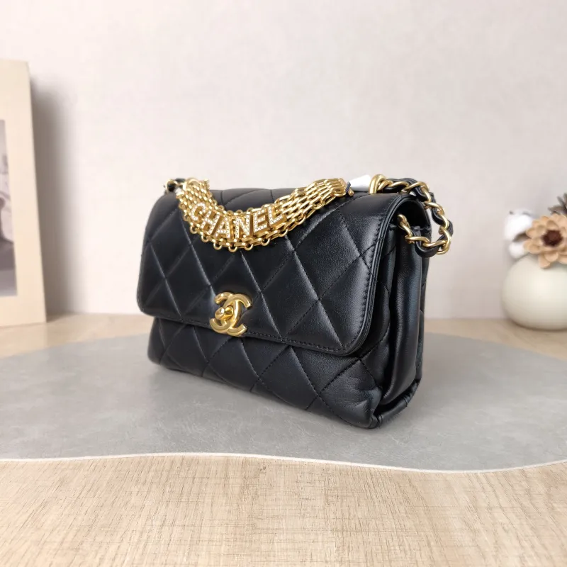 Chanel Crossbody Bag Crossbody Bag Black with Gold-Tone Hardware Lambskin Mini 20 × 6.5 × 13 cm — cover view 2 of 6